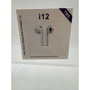TWS White True Wireless Stereo Earbuds i12‎ Auto Power On/Pairing 5.3 NEW SEALED